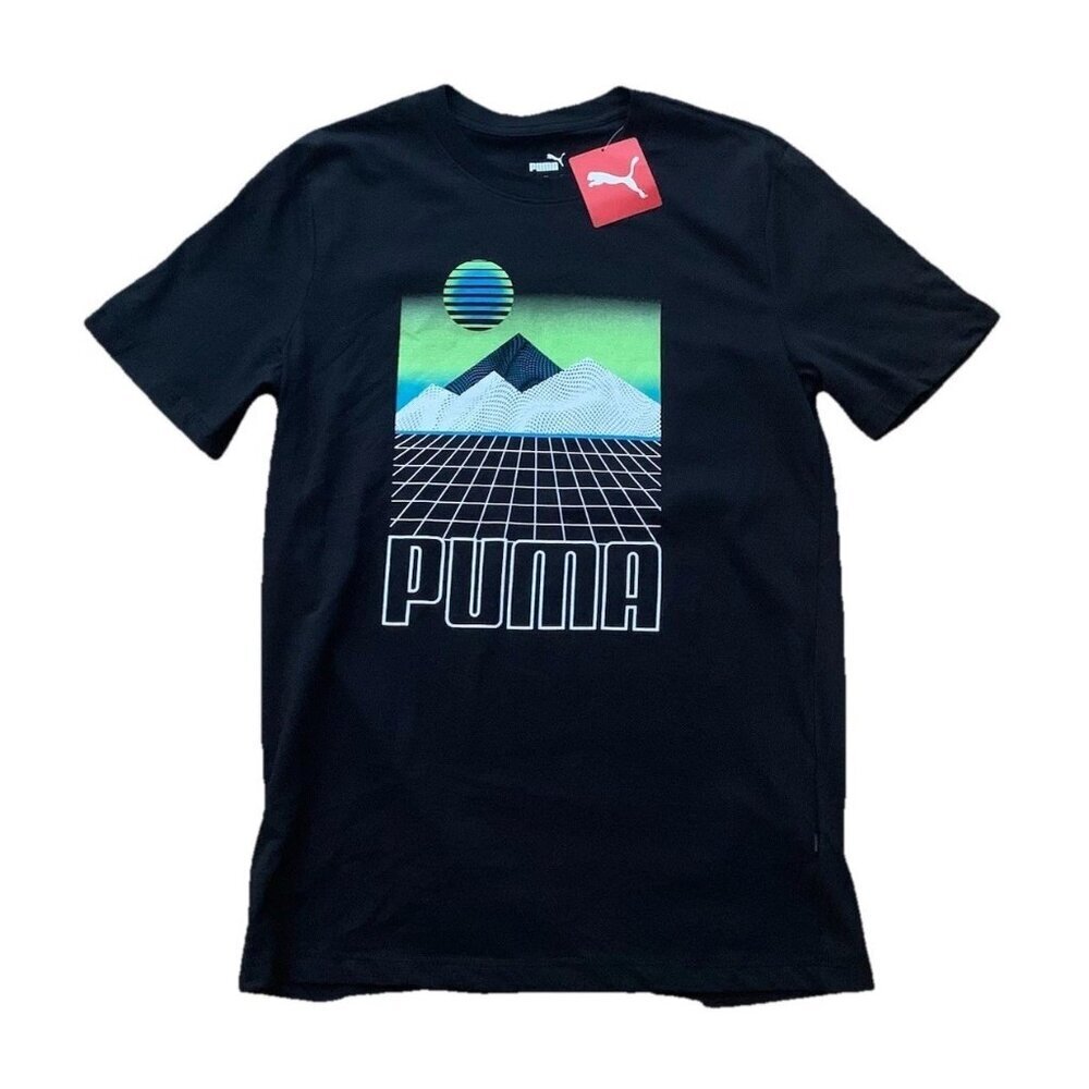 PUMA Men's T-Shirt Small Black Cotton Crew Neck NWT